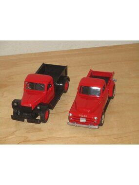 New Ray Toys Lot of 2 Dodge Die Cast Truck 1952 Dodge 1946 Doge Power Wagon Red